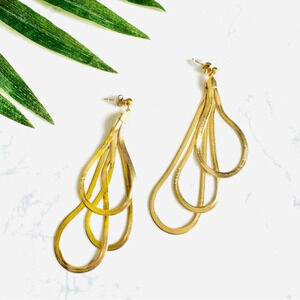 2/$30🌵 Gold Chain Triple Water Drop Earrings Dangle Bohemian NEW Jewelry